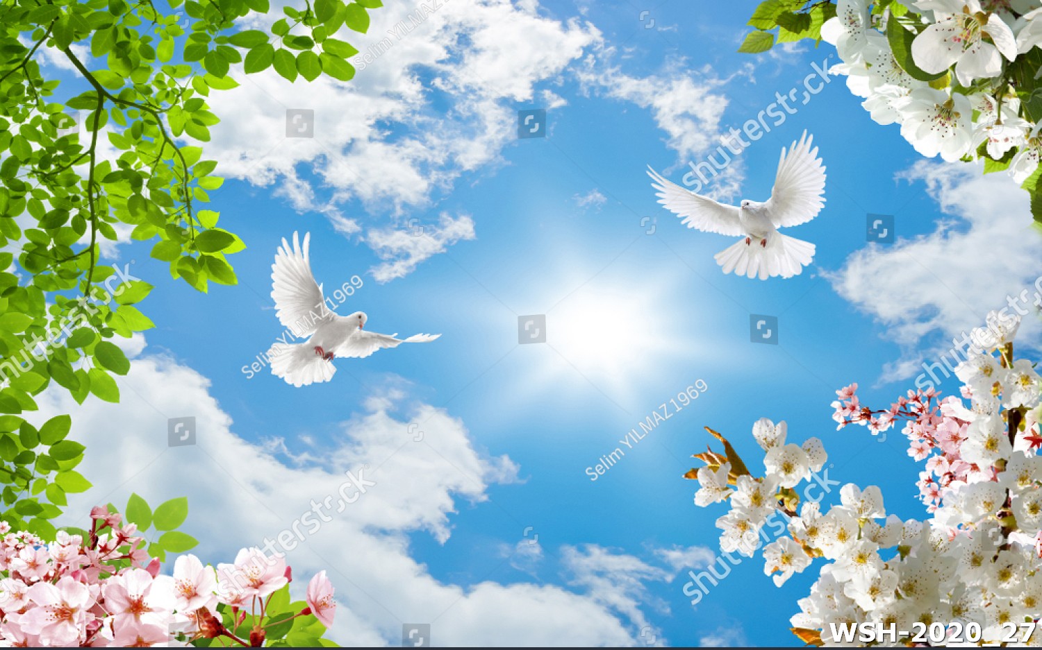 Dán trần trời xanh và hoa WSH-2020_27